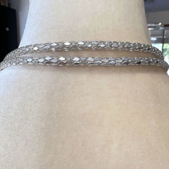 Shiny Silver Tone Long Double Strand Knotted Snake Chain‎ Necklace 39 in - Picture 10 of 12